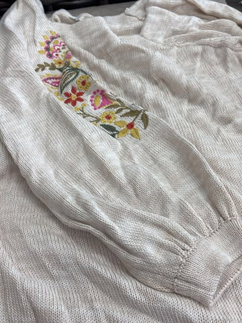 Square Neck Pullover Oatmeal Marl Size M